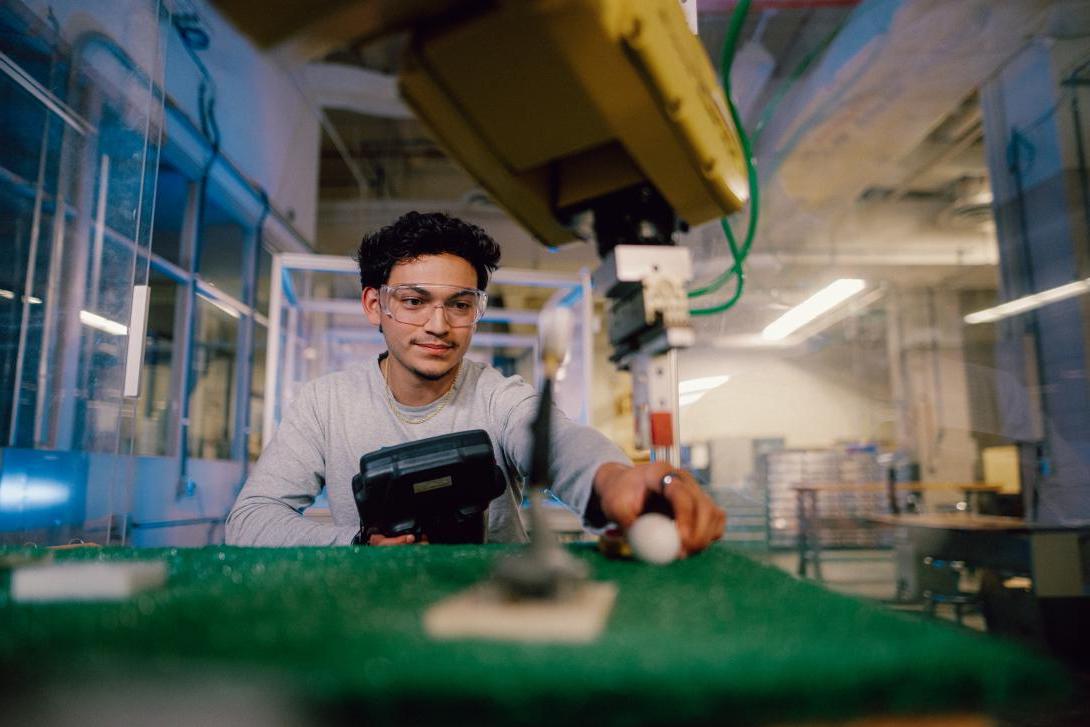 student working in the polymer lab